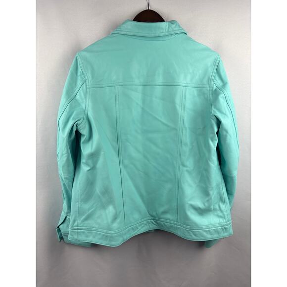 Women’s d&co. Large Teal Leather Jacket. - Picture 3 of 5